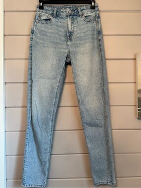 American Eagle Outfitters Light Blue Straight Leg Mom Jeans- Strigid